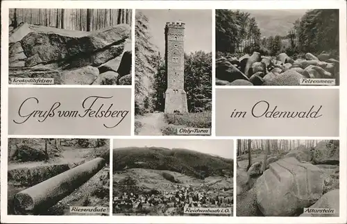 Felsberg Odenwald Ohly Turm Riesensaeule Felsenmeer Altarstein Kat. Lautertal (Odenwald)