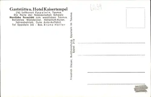 Eppstein Taunus Burg Kaisertempel Gasstaette Hotel Kaisertempel Bruno Hoeller Kat. Eppstein