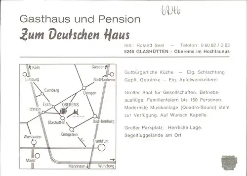 Glashuetten Taunus Oberems Gasthaus Pension zum Deutschen Haus Kat. Glashuetten