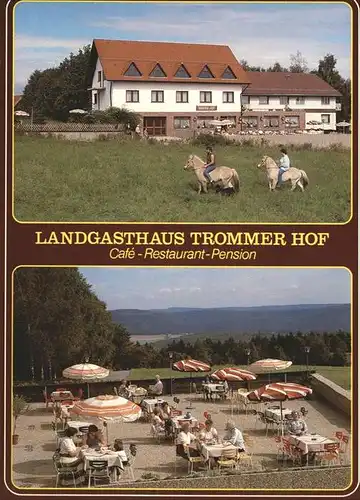 Tromm Odenwald Landgasthof Trommer Hof Terrasse Pferde Guenter Blum Kat. Grasellenbach