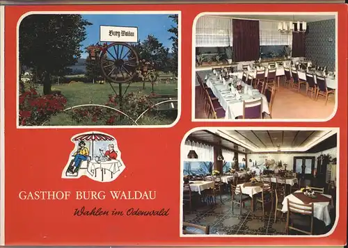 Wahlen Odenwald Gasthof Burg Waldau Aufklappkarte Kat. Grasellenbach