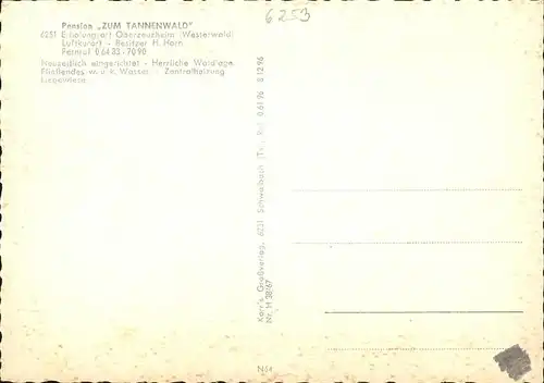 Oberzeuzheim Pension Zum Tannenwald Kat. Hadamar