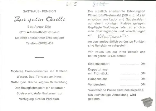 Wilsenroth Pension Zur guten Quelle Kat. Dornburg
