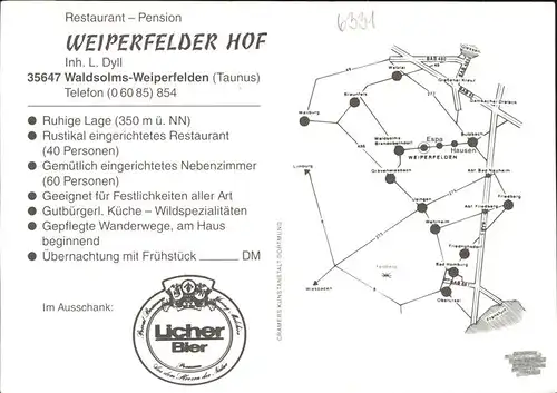 Weiperfelden Restaurant Pension Weiperfelder Hof Kat. Waldsolms
