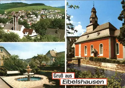 Eibelshausen Teilansicht Eibelshausen Kirche Brunnen Kat. Eschenburg