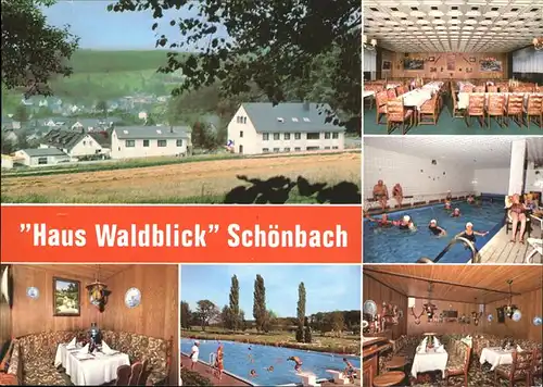 Schoenbach Dillkreis Haus Waldblick Teilansicht Schoenbach Schwimmbad Kat. Herborn