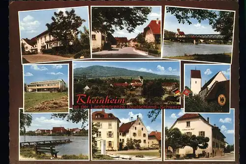 Rheinheim Teilansicht Rheinheim Rheinufer Rheinbruecke Gasthaus Zum Engel Cafe Pension Sonnenheim Kat. Kuessaberg