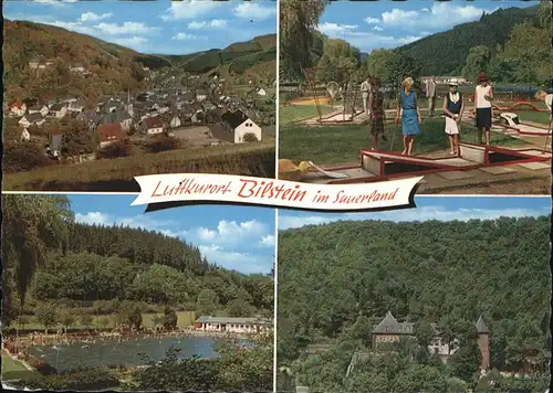 Bilstein Sauerland Teilansicht Bilstein Minigolfplatz Schwimmbad Burg / Lennestadt /Olpe LKR