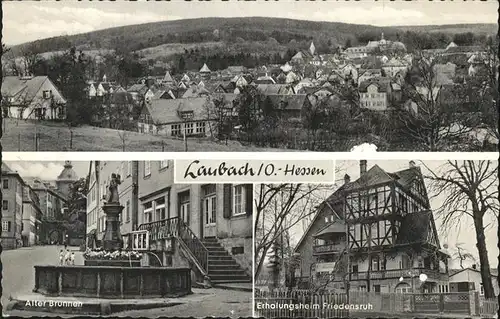 Laubach Hessen Teilansicht Laubach Alter Brunnen Schloss Erholungsheim Friedensruh / Laubach /Giessen LKR