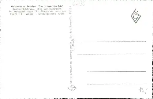 Waldernbach Teilansicht Waldernbach See Gasthaus Pension "Zum schwarzen Baer" Kat. Mengerskirchen