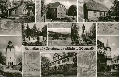 Eulbach Jagdschloss Raststaetten Odenwald Standbild Graten Eberhard Schlosshof Kat. Michelstadt
