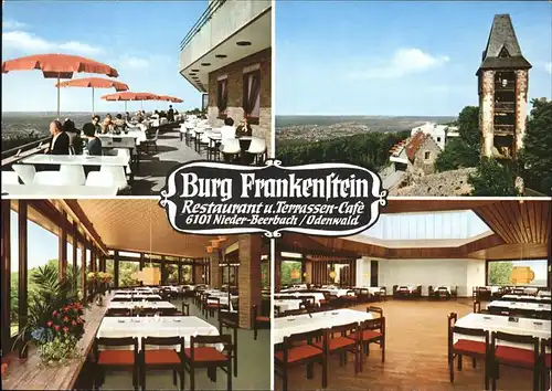 Nieder-Beerbach Burg Frankenstein Terassen Cafe Restaurant Kat. Muehltal