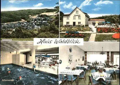 Schoenbach Dillkreis Schwimmbad Restaurant Haus Waldblick Kat. Herborn