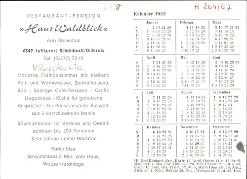 Schoenbach Dillkreis Haus Waldblick Restaurant Cafe Terasse Kat. Herborn