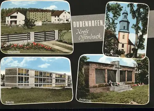 Dudenhofen Offenbach Main Ehrenmal Ev.Kirche Schule Kat. Rodgau