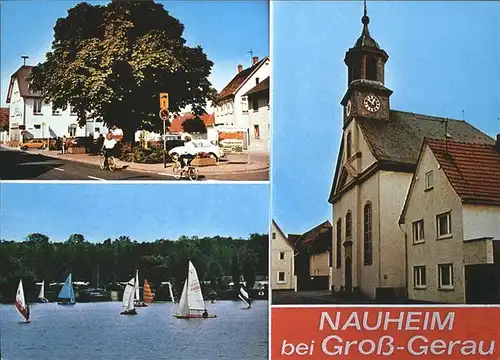 Nauheim Gross Gerau Kirche See Segelboote Kat. Nauheim