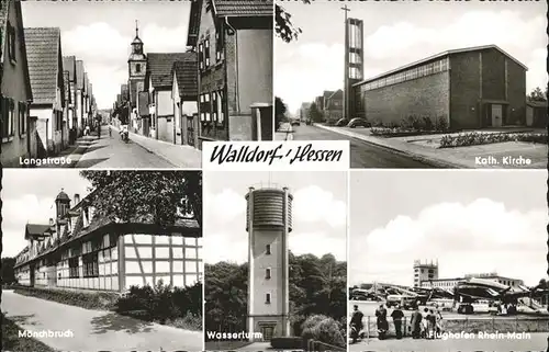 Walldorf Hessen Langstrasse Moenchbruch Wasserturm Flughafen  Kat. Moerfelden Walldorf