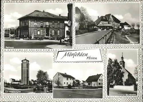 Moerfelden Rathaus Bahnhof Wasserturm Kirche Kat. Moerfelden Walldorf