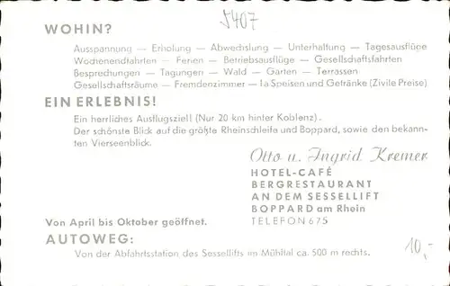 pw16109 Boppard Rhein Rheinschleife Hotel Cafe Bergrestaurena Kategorie. Boppard Alte Ansichtskarten