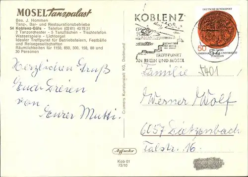 Guels Koblenz Mosel Tanzpalast J. Hommen Kat. Koblenz