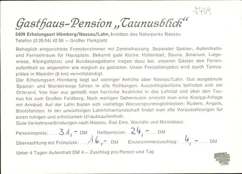 Hoemberg Gasthaus Pension Taunusblick Kat. Hoemberg
