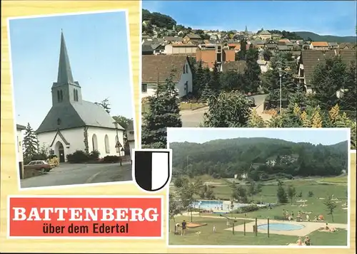 Battenberg Eder Freibad Wappen Kirche Kat. Battenberg (Eder)