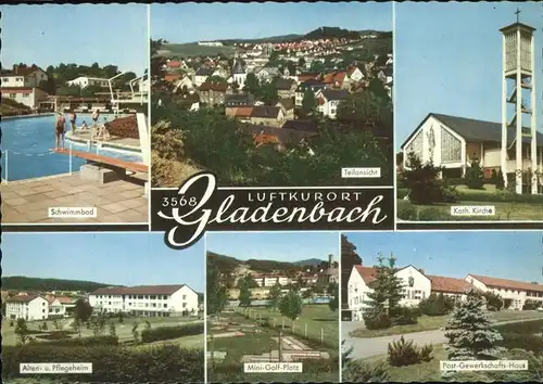 Gladenbach Kath. Kirche Post Gewerkschafts Haus Mini Golf Platz Schwimmbad Kat. Gladenbach