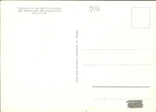 Kreuztal Westfalen Aussichtsturm Kindelsberg Kat. Kreuztal