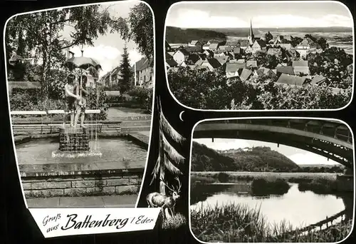 Battenberg Eder Brunnen Hirsch  Kat. Battenberg (Eder)