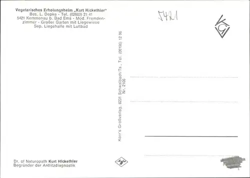 Kemmenau Dr. of Naturopath Kurt Hickethler Begruender Antlitzdiagnostik Kat. Kemmenau