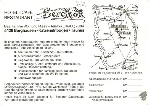 Katzenelnbogen Hotel Berghof Kat. Katzenelnbogen