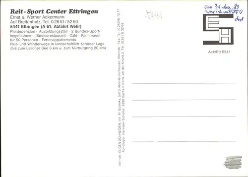 Ettringen Eifel Reit Sport Center Wappen Flugaufnahme Kat. Ettringen