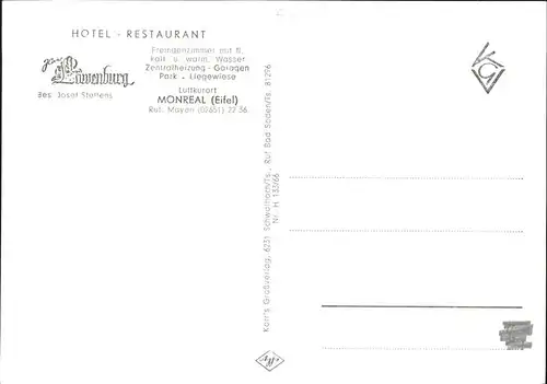 Monreal Hotel Restaurant Loewenburg Park Malerwinkel Kat. Monreal