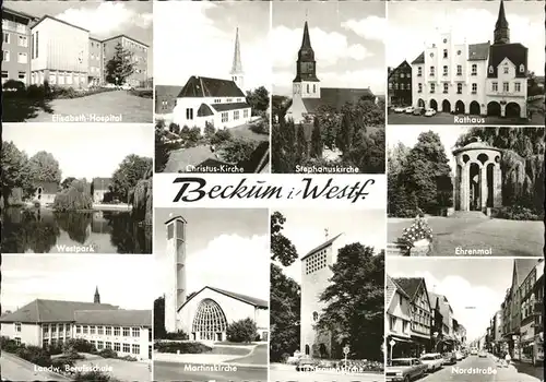Beckum Westfalen Rathaus Stephanuskirche Ehrenmal Nordstr. Hospital / Beckum /Warendorf LKR