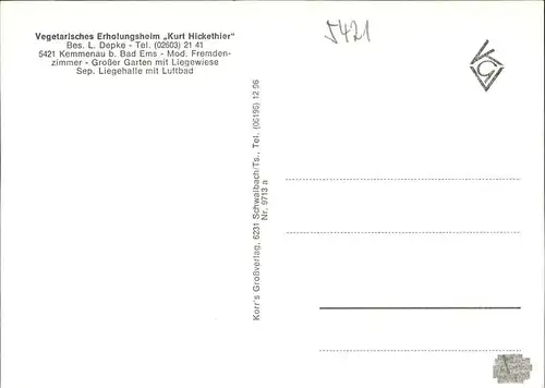 Kemmenau Erholungsheim Kurt Hickethier Flugaufnahme Kat. Kemmenau