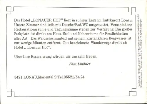 Lonau Hotel Lonauer Hof Kat. Herzberg am Harz