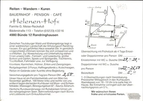 Bad Randringhausen Pension Cafe Helenen Hof Ausritt Kat. Buende