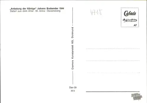 Davensberg St. Anna Kirche Detail aus dem Altar "Anbetung der Koenige" Johann Brabender 1540 Kat. Ascheberg