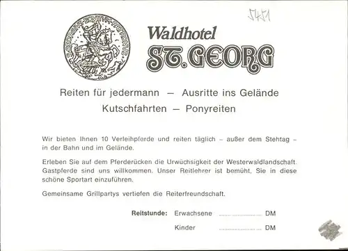 Horhausen Westerwald Waldhotel St. Georg Ponyreiten Kutschfahrten Ausritte Kat. Horhausen (Westerwald)