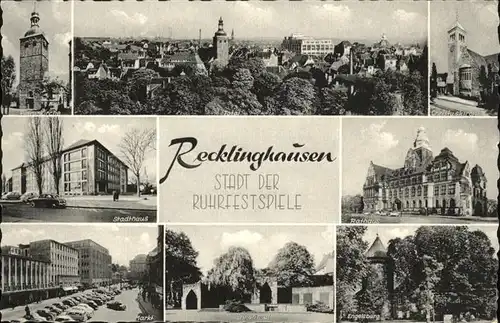 Recklinghausen Westfalen Petruskirche Teilansicht Christuskirche Stadthaus Markt Rathaus Ehrenmal Engelsburg / Recklinghausen /Recklinghausen LKR