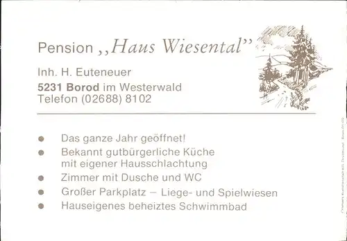 Borod Pension "Haus Wiesental" Kat. Borod