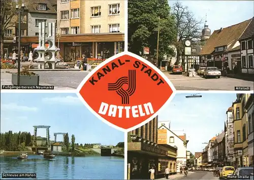 Datteln Neumarkt Brunnen Altstadt Hohe Strasse Schleuse am Hafen Kanalstadt Kat. Datteln