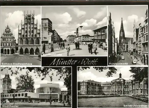 Muenster Westfalen Rathaus Stadtweinhaus Bahnhofstrasse Prinzipalmarkt Stadttheater Schloss Universitaet Kat. Muenster