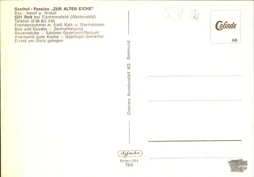 Rott Westerwald Gasthof Pension Zur Alten Eiche Kat. Rott