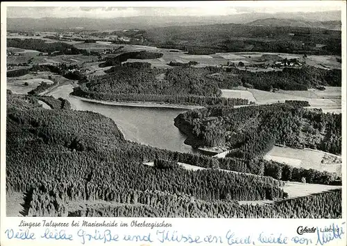 Marienheide Lingese Talsperre Luftaufnahme Kat. Marienheide