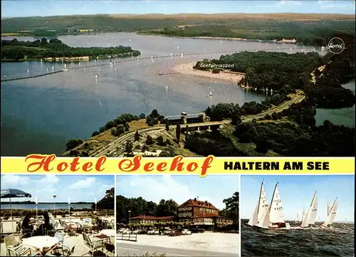 Haltern Luftaufnahme Seeterrassen Hotel Seehof Segelboote Kat. Haltern am See