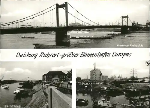 Ruhrort Homberger Rheinbruecke Schifferboerse Phoenix Rheinrohr Kat. Duisburg