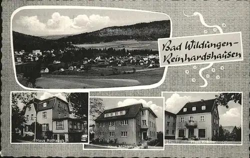 Reinhardshausen Haus Rothauge Haus Muehlenruh Haus Kraeuter Kat. Bad Wildungen