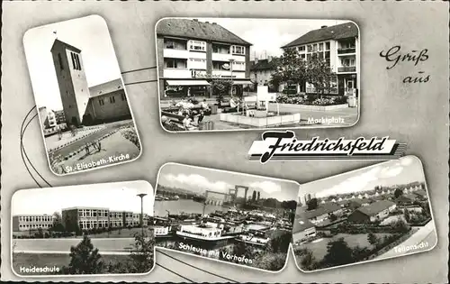 Friedrichsfeld Niederrhein Heideschule Marktplatz Schleuse Vorhafen Kat. Voerde (Niederrhein)