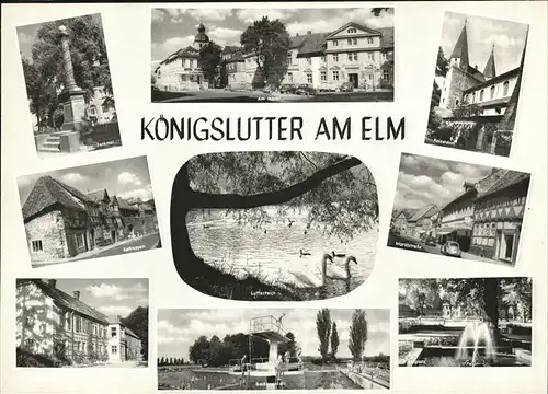 Koenigslutter Elm  Kaiserdom Lutterteich Badeanstalt Schwaene Kat. Koenigslutter am Elm